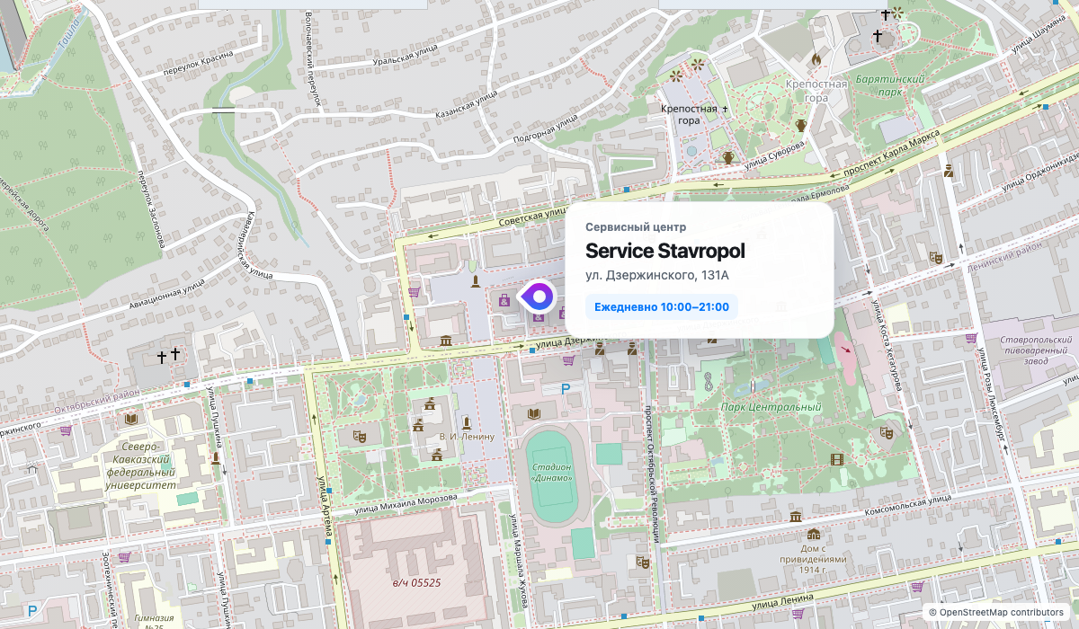 Карта проезда к Service Stavropol, улица Дзержинского, 131А